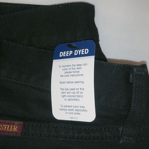 NEW Rustler Wrangler Men’s Regular Fit 44x30 Straight Leg Heavy Weight BLACK - Picture 7 of 7